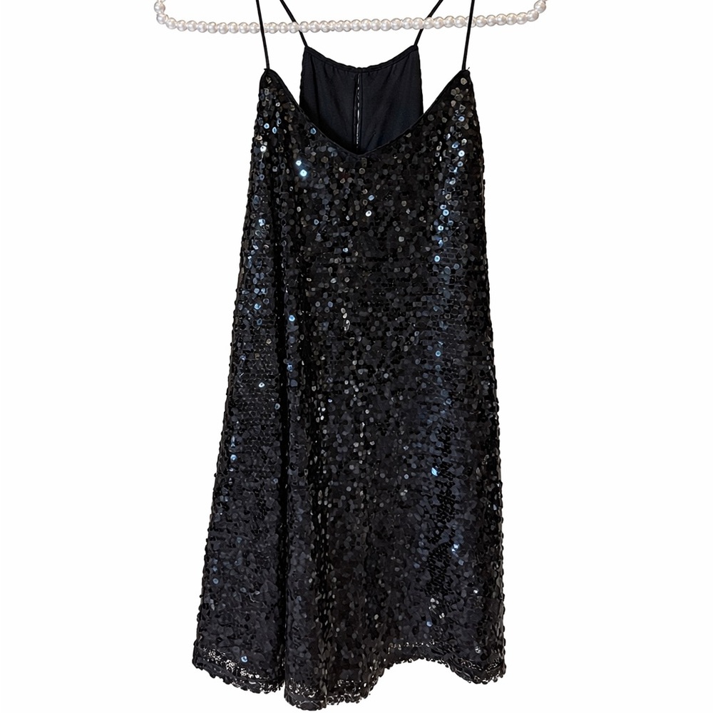 Express Black Sequin Mini Slip Dress
